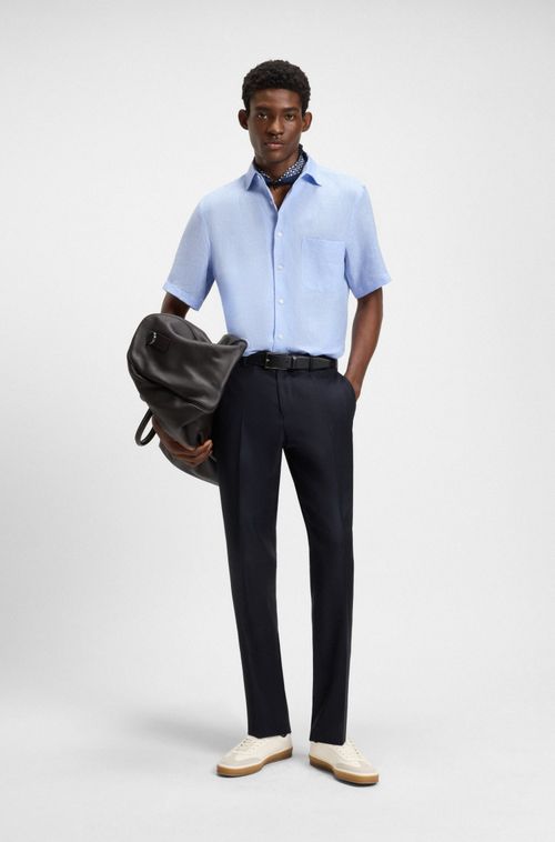 Camisa De Ajuste Regular BECKHAM X BOSS Em Linho