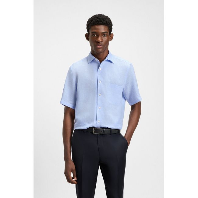 Camisa De Ajuste Regular BECKHAM X BOSS Em Linho