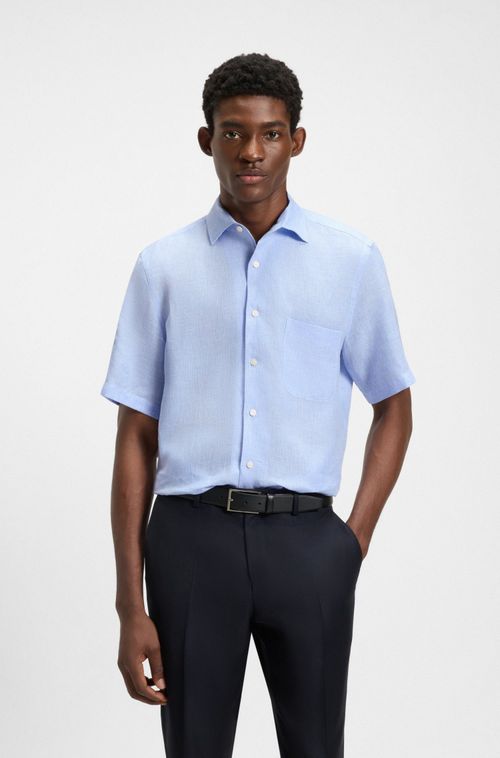 Camisa De Ajuste Regular BECKHAM X BOSS Em Linho