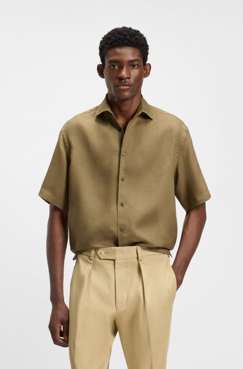 Camisa De Ajuste Descontraído BECKHAM X BOSS Em Linho