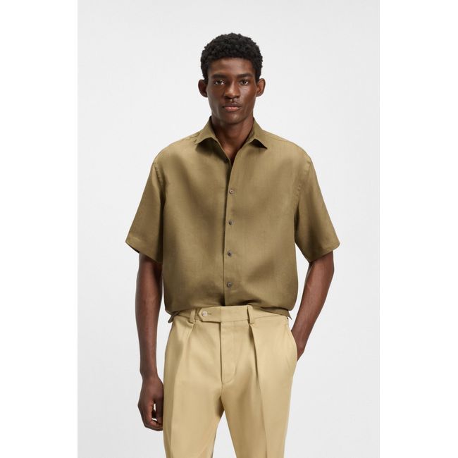 Camisa De Ajuste Descontraído BECKHAM X BOSS Em Linho