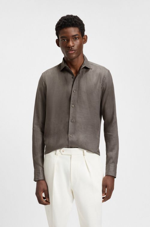 Camisa De Ajuste Regular BECKHAM X BOSS Em Linho