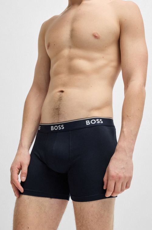Pack De Três Cuecas Compridos Em Algodão Elástico Com Logo