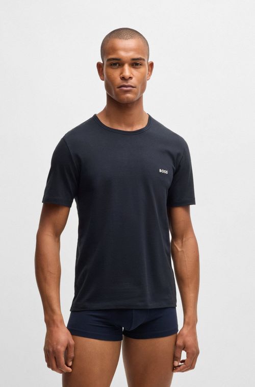Pack De Três Camisetas Interiores Em Algodão Com Logo Bordado