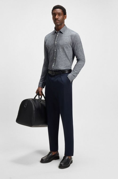 Camisa Slim-Fit Em Jersey De Algodão-Linho Slub