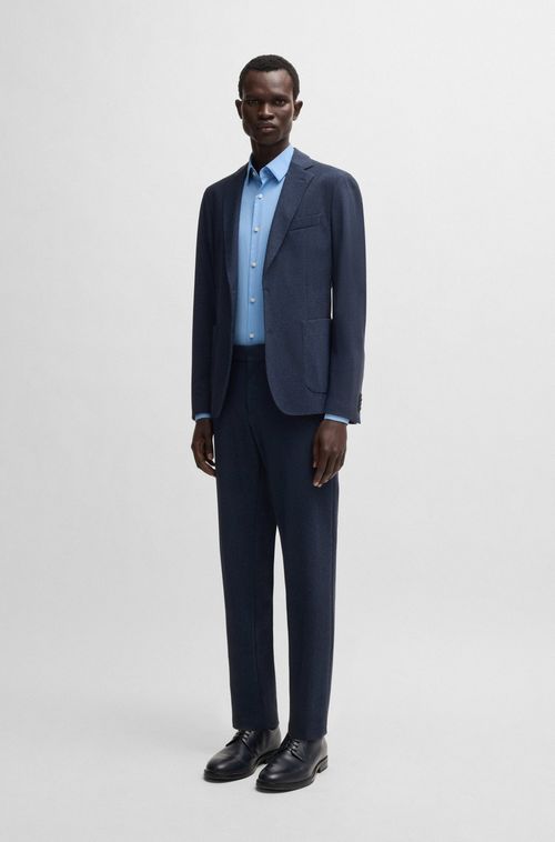 Camisa Slim Fit Em Tecido Elástico De Alto Desempenho Às Riscas