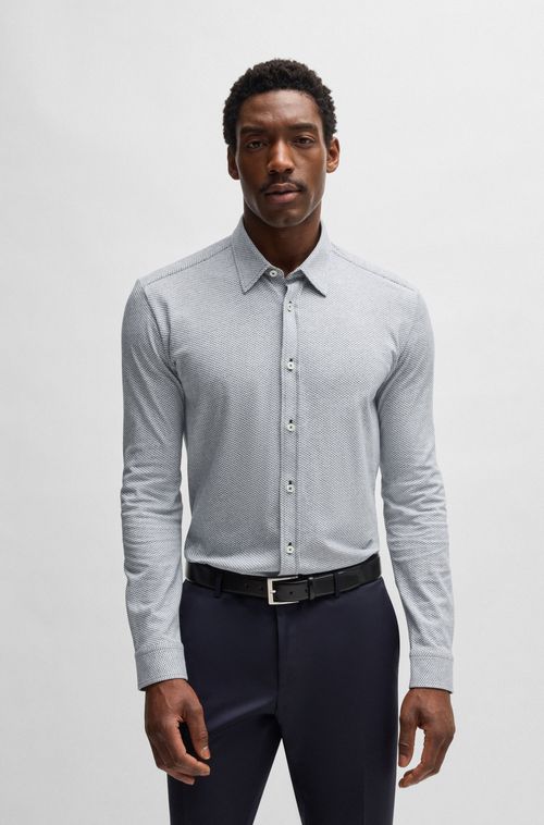 Camisa Slim-Fit Em Jacquard De Algodão Estampado