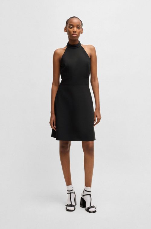Vestido Com Gola Alta Em Tecido Stretch