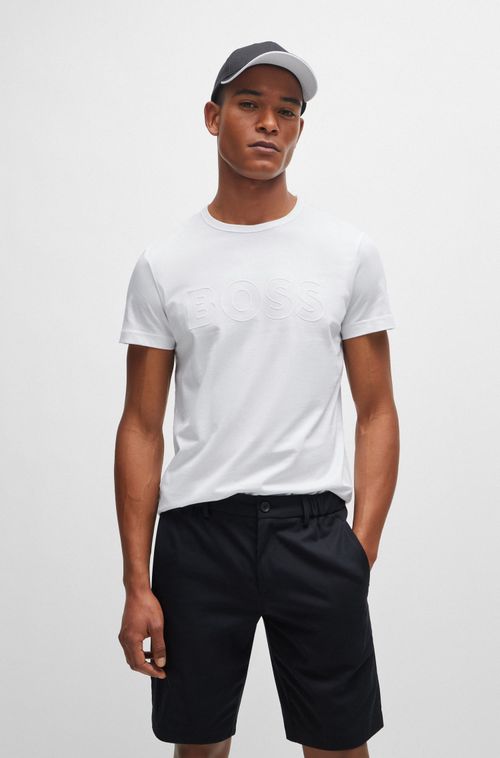 Camiseta de algodão jersey com contorno de logo