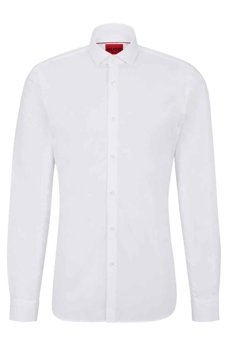 Camisa de corte extra slim em algodão com colarinho aberto