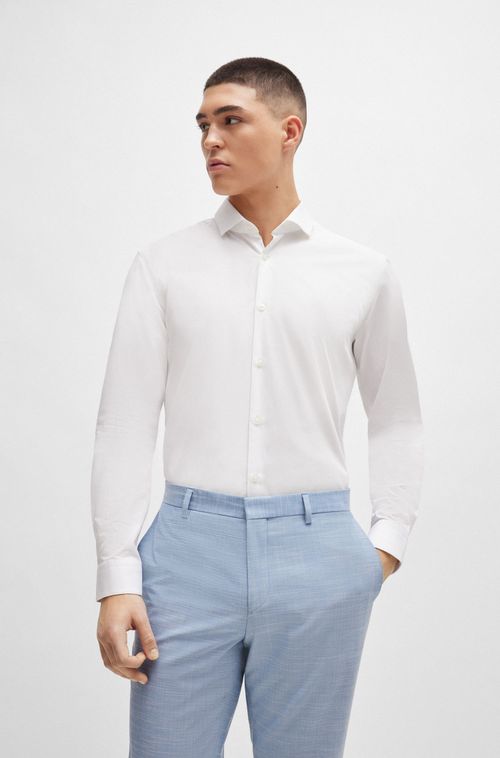 Camisa de corte extra slim em algodão com colarinho aberto