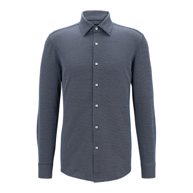 Camisa Slim Em Algodão Com Micro Padrão