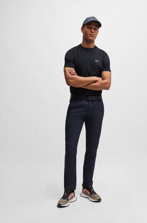 Camiseta regular de algodão com logo contrastante
