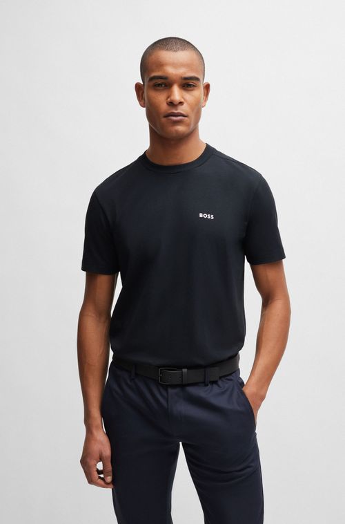 Camiseta regular de algodão com logo contrastante