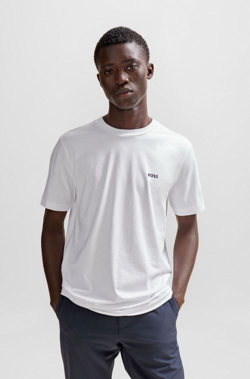 Camiseta regular de algodão com logo contrastante