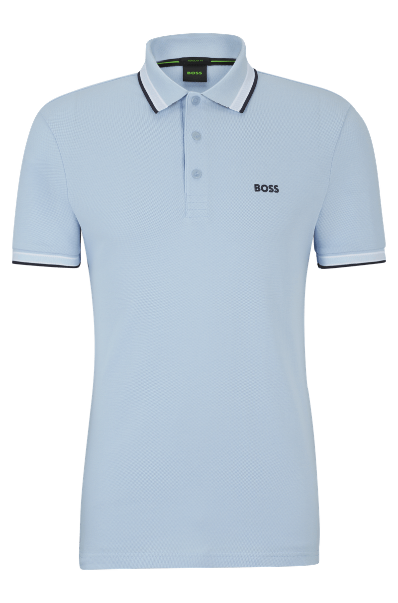 Polo de algodão com detalhes de logo contrastante