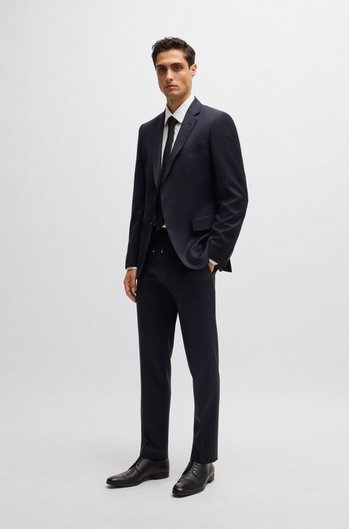 Blazer De Fechamento Simples Em Sarja De Lã Virgem