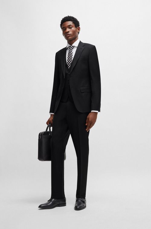 Calça Formal Em Sarja De Lã Virgem