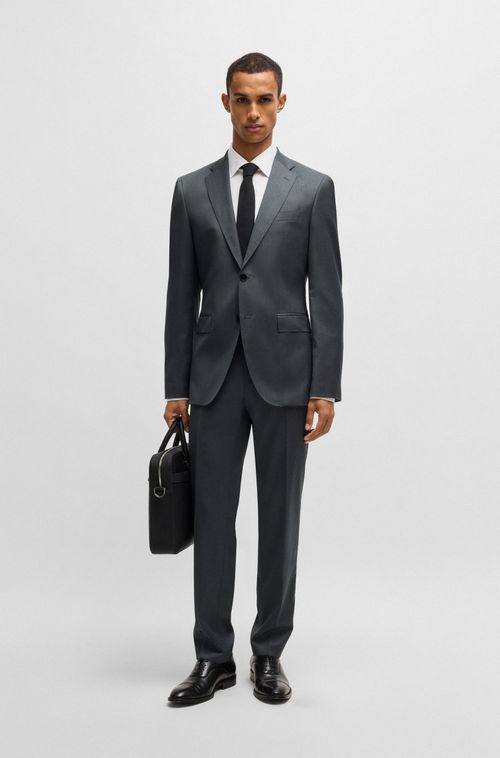 Blazer De Fechamento Simples Em Sarja De Lã Virgem
