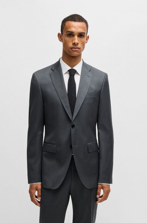 Blazer De Fechamento Simples Em Sarja De Lã Virgem