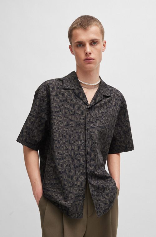 Camisa Oversized Em Popeline De Algodão Com Estampa