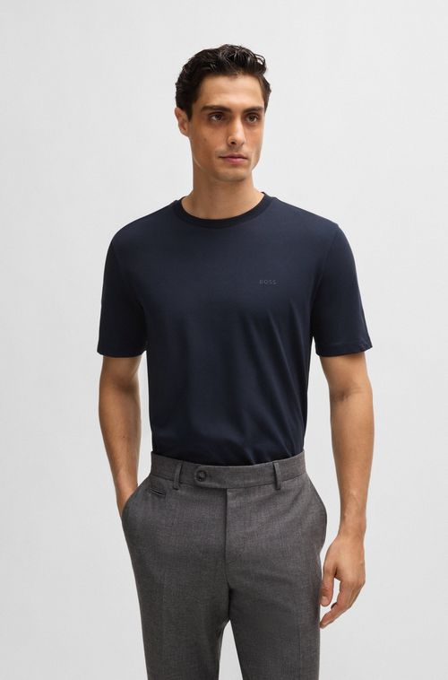 Camiseta Regular Fit Em Jersey De Algodão Com Logo