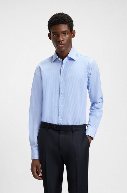 Camisa De Ajuste Slim BECKHAM X BOSS Em Popelina De Algodão
