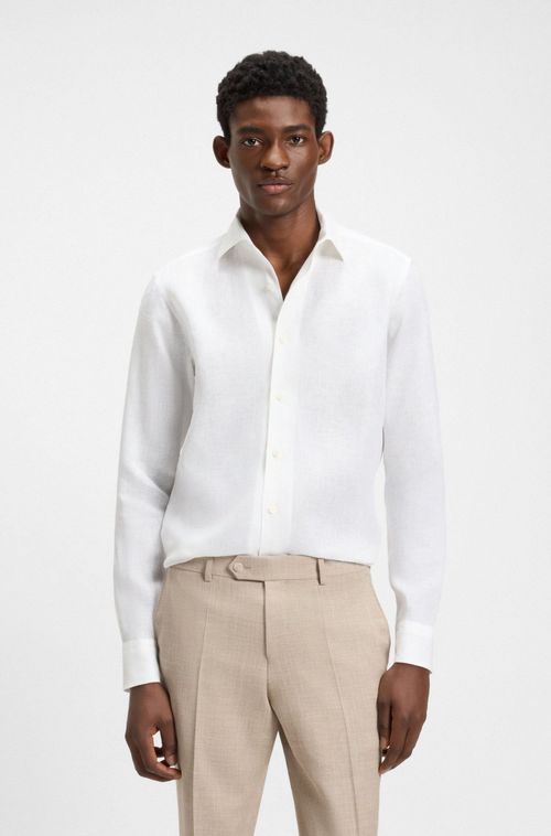 Camisa De Ajuste Regular BECKHAM X BOSS Em Linho