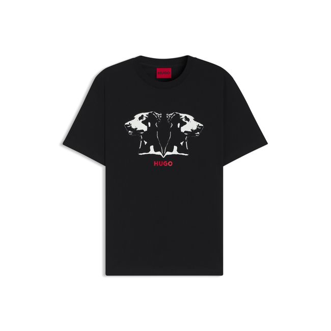 Camiseta De Algodão Com Estampado De Dobermann