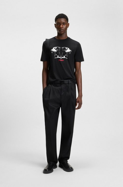 Camiseta De Algodão Com Estampado De Dobermann