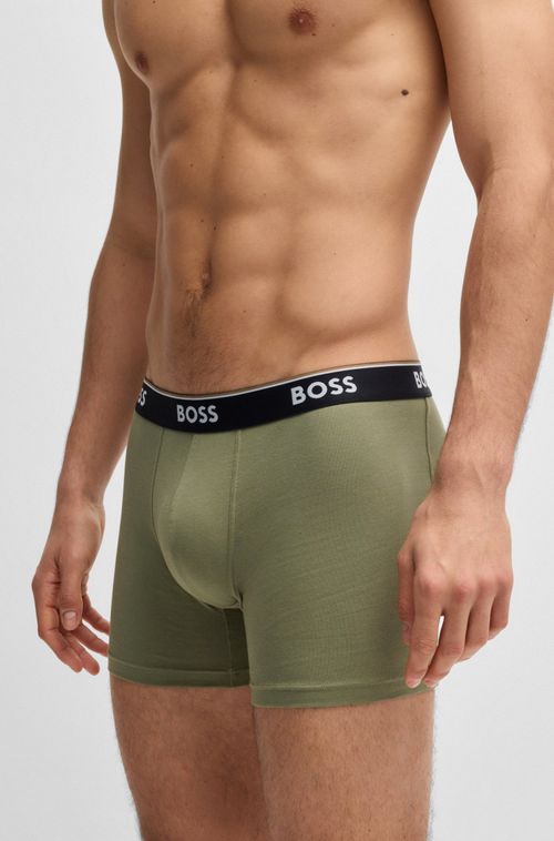 Pack De Três Cuecas Em Algodão Elástico Com Logos