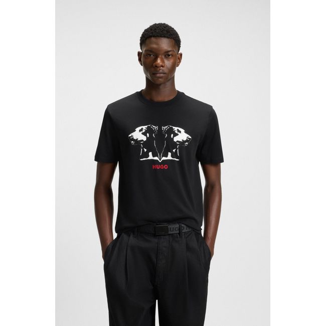 Camiseta De Algodão Com Estampado De Dobermann