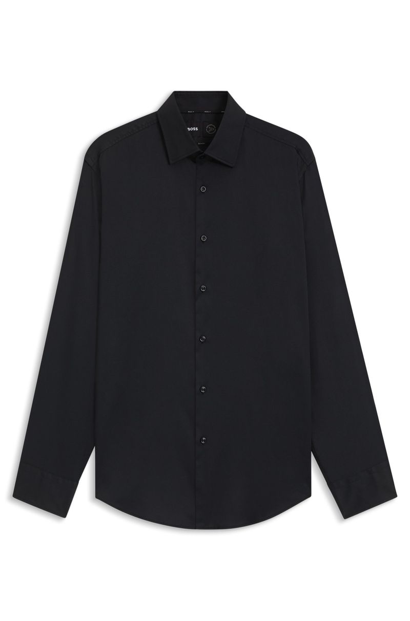 Camisa de ajuste slim em sarja elástica de alto desempenho