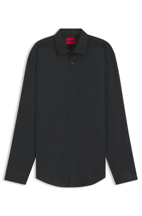 Camisa de ajuste slim com logo em jacquard