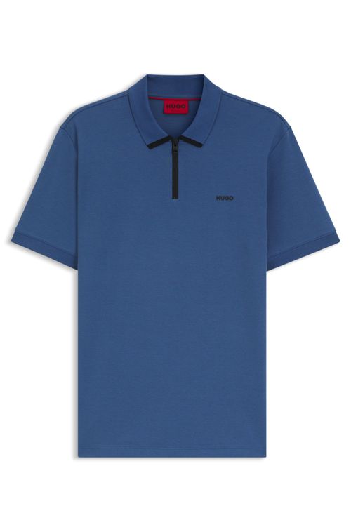 Polo em piqué de algodão com logo contrastante