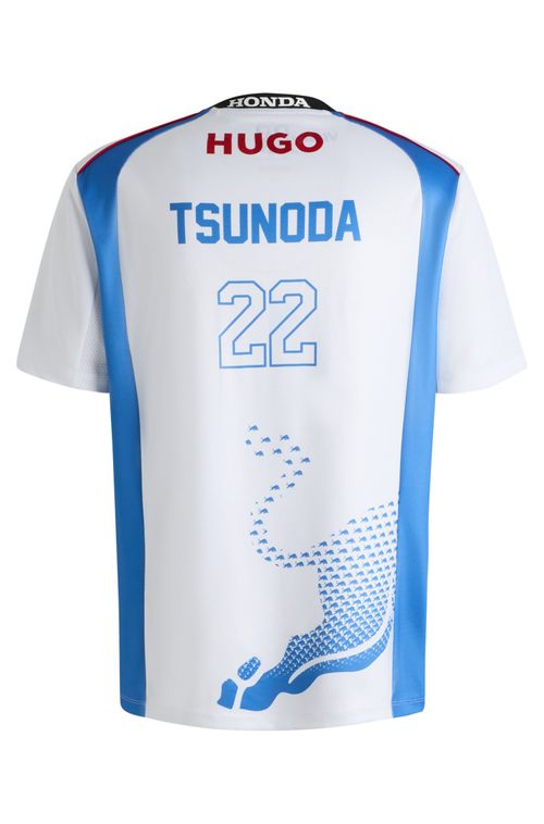 Camiseta HUGO x VCARB com arte de Yuki Tsunoda