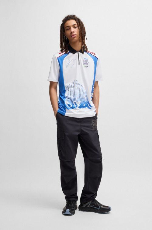 Polo HUGO x VCARB com arte de Yuki Tsunoda