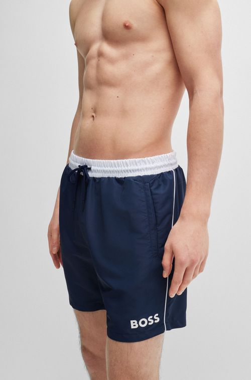 Shorts De Banho De Secagem Rápida Com Detalhes Contrastantes