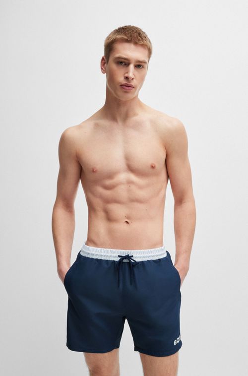 Shorts De Banho De Secagem Rápida Com Detalhes Contrastantes