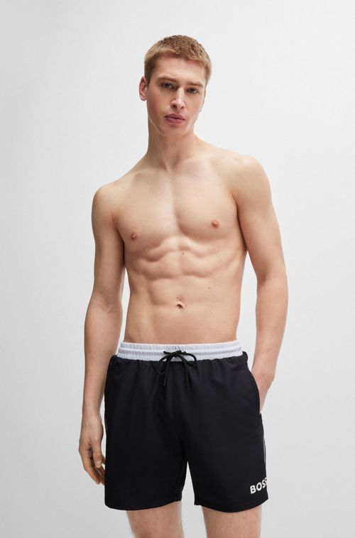 Shorts De Banho De Secagem Rápida Com Detalhes Contrastantes