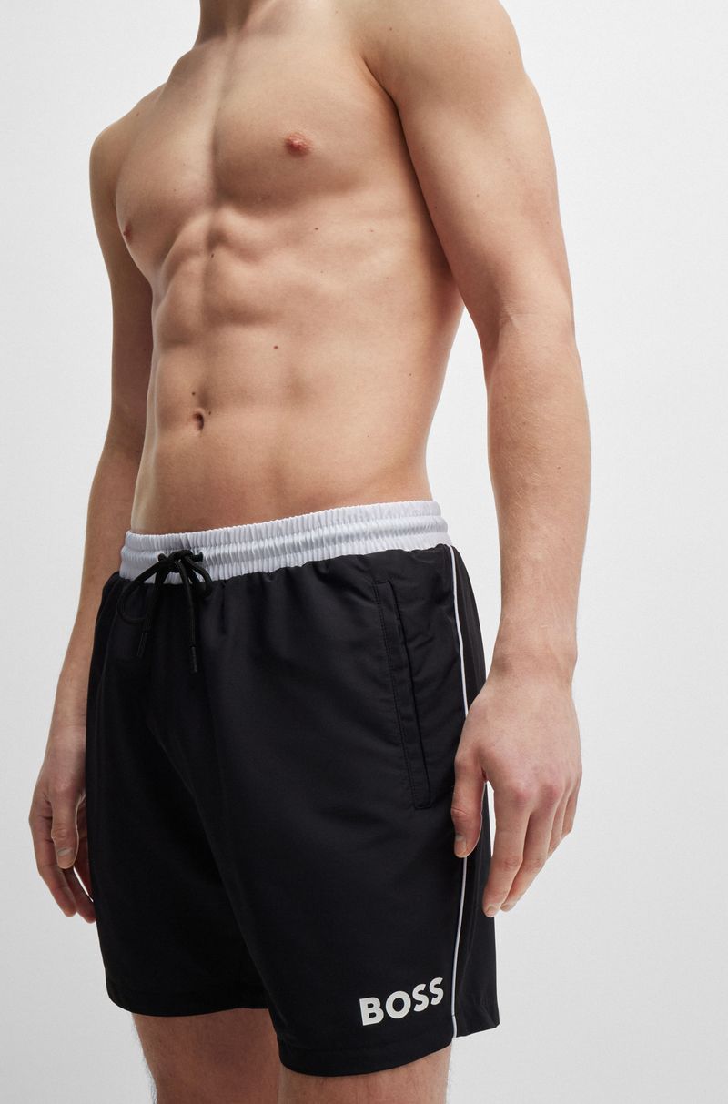 Shorts De Banho De Secagem Rápida Com Detalhes Contrastantes