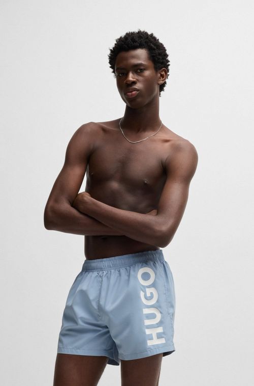 Shorts De Banho De Secagem Rápida Com Logo Vertical Estampado