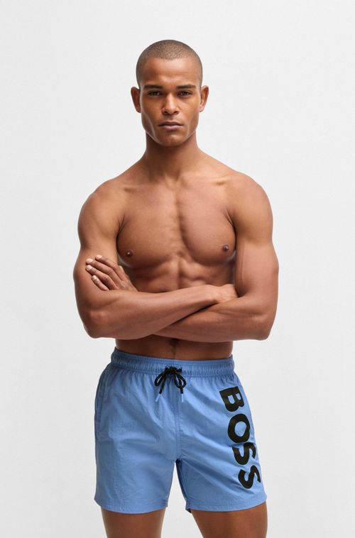Shorts De Banho Forrados Com Estampa De Logo
