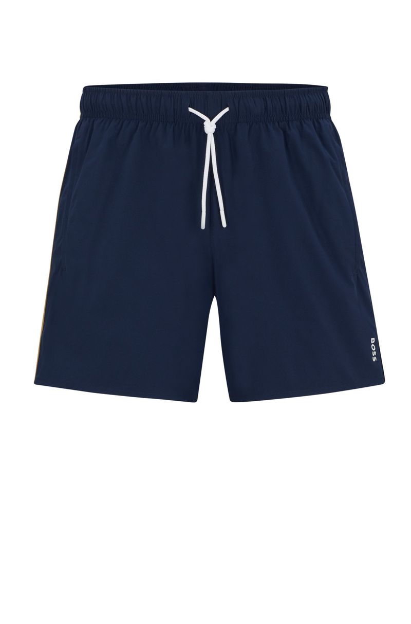 Shorts De Banho Com Risca E Logo