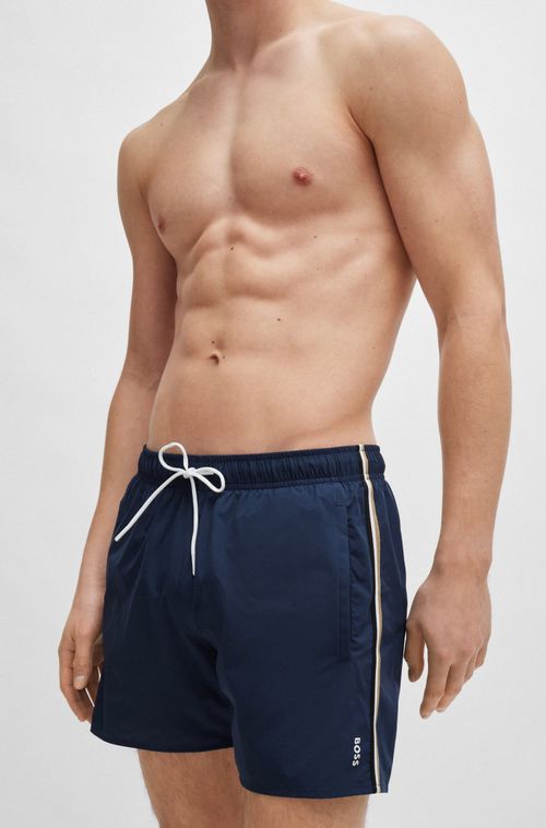 Shorts De Banho Com Risca E Logo
