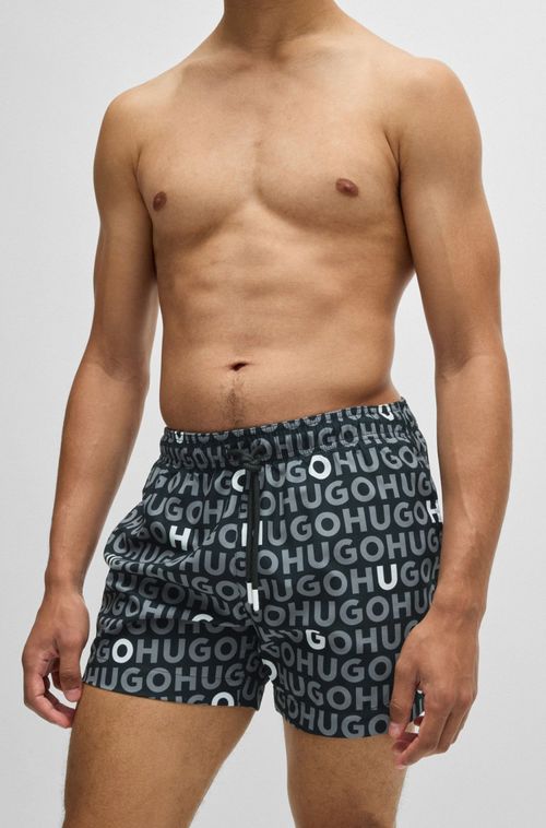 Shorts De Banho Forrados Com Logo Repetido