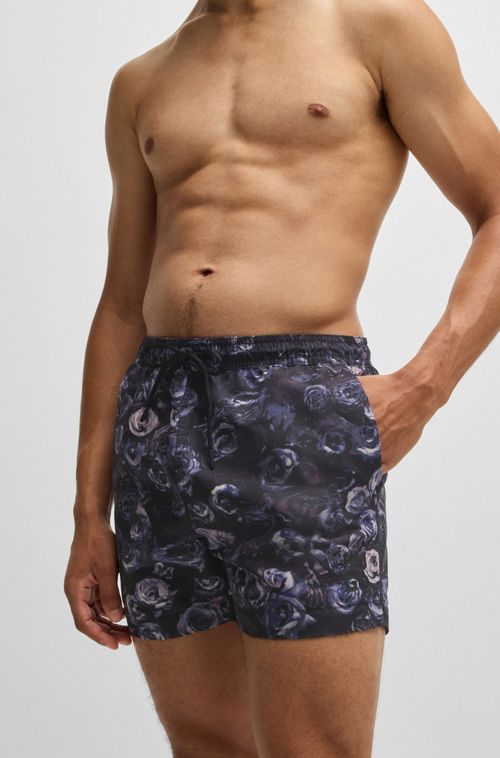 Shorts De Banho Forrados Com Estampado Sazonal