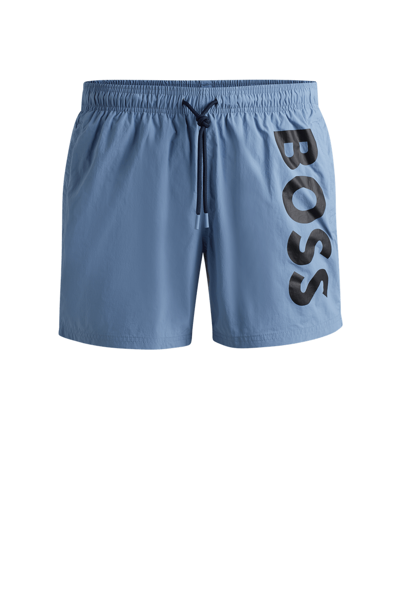 Shorts De Natação Com Estampa De Logo Vertical