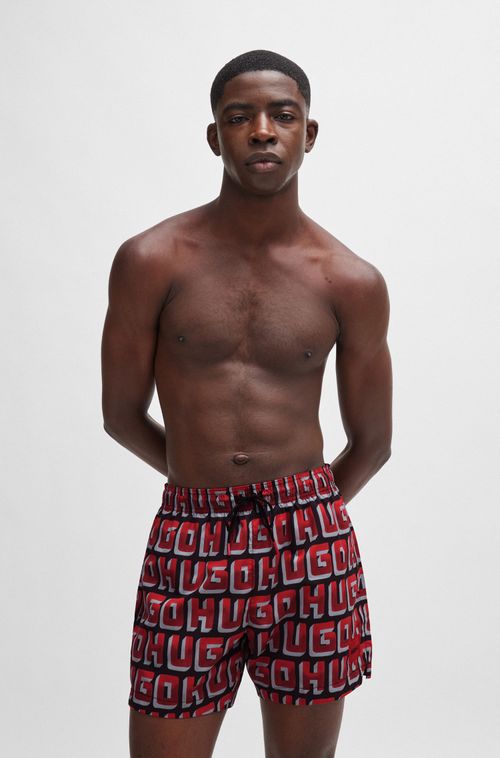 Shorts De Natação De Secagem Rápida Com Estampa De Logo