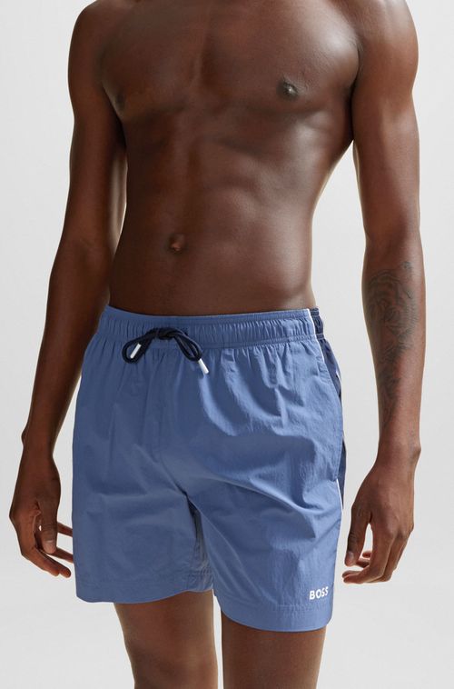 Shorts De Banho Com Listras Laterais E Logo